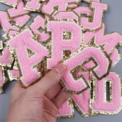 Resim 8cm Giysi Harfleri için Alfabe Yapışkan Harf Giysi Çantaları Ceket Ütüyle Harf Amblemleri Chenille Yamalar DIY için MC006 