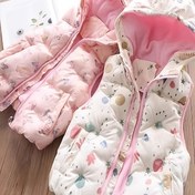 Resim Kızlar için Kışlık Yelek - Şık Yeni Tasarım ile Sevimli Karikatür Baskılı Dolgulu Sıcak Yelek Ceketi Çocuklar için Uygun 2-10 Yaş Arası Kızlar İçin 