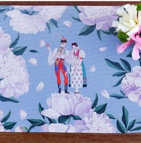 Resim Blue - White Rose Kumaş Amerikan Servis 4'lü Set - 35x50 Keten, Ulusl.yıkama Ve Solmama Sertifikası Çok Renkli 