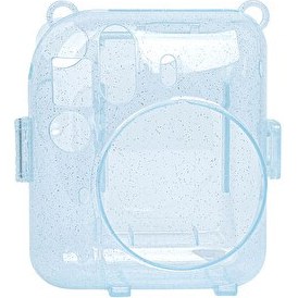 Resim Fujifilm Instax Mini 12 Makine Uyumlu Mavi Simli Pleksi Kılıf 
