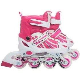 Resim 34-37 Numaralı Pembe Işıklı Paten Alıştırma Pateni Pembe 