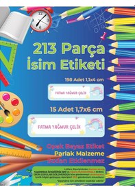Resim Okul Etiketi Kalem Defter Etiketi, Gökkuşağı - 213 Adet Opak Sticker Çok Renkli 
