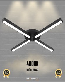 Resim Molino Siyah Kasa, Doğal Beyaz Işık Modern Plafonyer Led Avize Siyah 