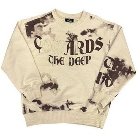 Resim Carinos Erkek Çocuk Batik Desenli Coward Yazılı Sweatshirt-14847 Bej 