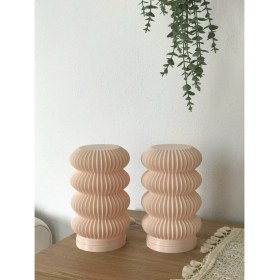 Resim Turan 3d Mezelia Abajür - 3d Yazıcı İle Üretilmiş Bej Renk Modern Iç Aydınlatma (Led Ampül Dahil) 2 Adet 