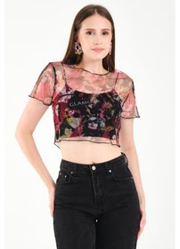 Resim By Papi Baskılı Tül Crop Pembe 