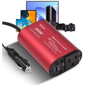 Resim Aubyhe 12v'den 110v'ye 200w Oto İnverter, Usb Ve Type-c Hızlı Şarj, Tam Koruma, Alüminyum Gövde, Amerikalı Şarj Aleti 