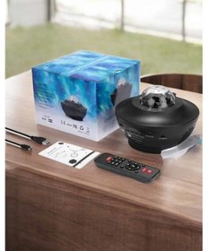 Resim Projektör Yıldız Gece Lambası Disko Topu Bluetooth Bağlantılı Taşınabilir Şarjlı Siyah 