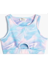 Resim Koton Sporcu Yarım Atlet Kolsuz Pencere Detaylı Batik Desenli Mavi Desenli 4skg30045ak Mavi 