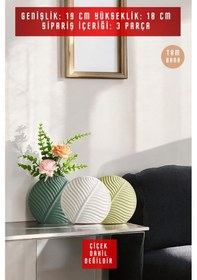 Resim Dekoratif Vazo Seti Obje Ev Dekorasyon Masa Üstü Dekor Vazo Seti Model 29 Açık Yeşil Beyaz Koyu Yeşil Açık Yeşil Beyaz Koyu Yeşil 