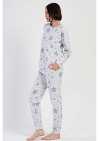 Resim Vienetta Kadın Jakarlı Uzun Kol Gri Pijama Takım C2t3n0o204 001 