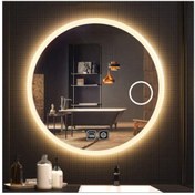 Resim GLOBAL LED MIRROR 90 Cm Makyaj Aynalı Dokunmatik Tuşlu Buğu Yapmayan Ledli Yuvarlak Banyo Aynası 