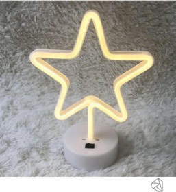Resim Ema Dükkan Yıldız Neon Led Işıklı Usb'li Gece Lambası Pilli Neon Led Işıklı Masa Lambası Dekoratif Aydınlatma 
