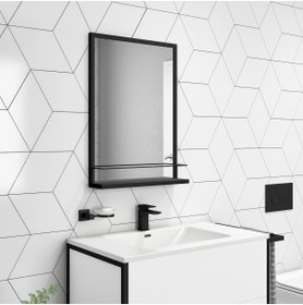 Resim MERZANA Modern Banyo Aynası, Raflı Ayna 