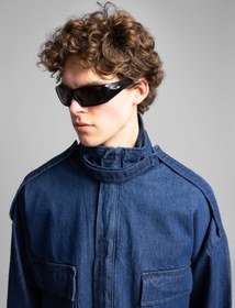 Resim Şerit Detaylı Utility Denim Ceket - Lacivert / 