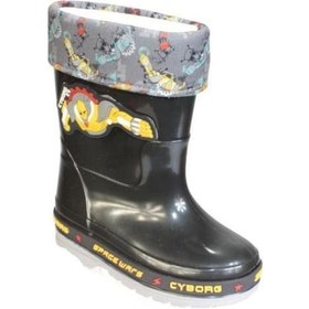 Resim Yazkış Erkek Çocuk 28-32 Mavi Lacivert Siyah İçi Sıcak Astar Uzay Savaşları Figüranlı Yağmur Çizmesi 001 