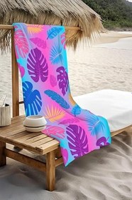 Resim Dijital Baskı Plaj Deniz Havlusu Yaprak Desenli Peştamal HVL0177 