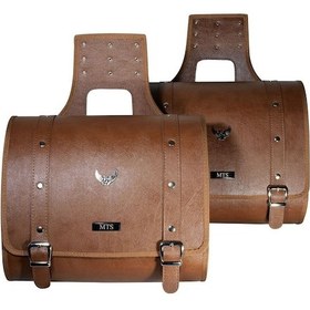 Resim Motosiklet Deri Yan Çanta Takım Chopper Kahverengi Model Motor Çantası Renkli 