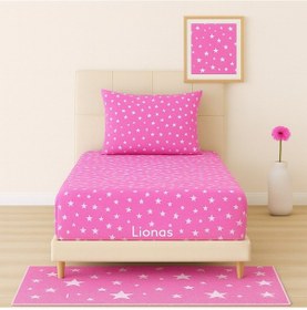 Resim Desenli 120 X 200 Cm Ara Ölçü Pembe Yıldız Lastikli Çarşaf Ve Yastık Kılıfı Pembe 