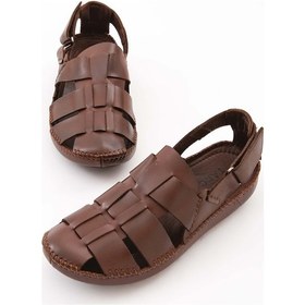 Resim Tamer Tanca Erkek Hakiki Deri Kahverengi Günlük Sandalet 573 2052 Erk Sndlt Y21 Kahve Dr Kahverengi 