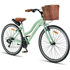 Resim Trendbisiklet Retro Classic 28 Jant Bisiklet, Shimano 21 Vites, Hasır Sepetli Vintage Şehir Bisikleti, 