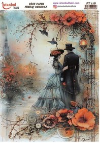 Resim Pirinç Dekopaj Kağıdı 30x42cm Pt-116 Romantik Çift 