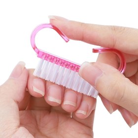 Resim 2 Adet/Paket Akrilik Tırnak Fırçası Pembe Manikür Pedikür Yumuşak Toz Alma Plastik Temizleme Tırnak Fırçaları Seti 