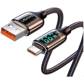 Resim Usams US-Sj544 Dijital Göstergeli Çipli Örgülü PD 66 W USB To Type-C Şarj ve Data Kablosu 1.2 M 