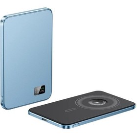 Resim Magsafe İçin 3'ü 1 Arada Güç Bankası, İnce Manyetik Kablosuz Powerbank İos Uyumlu 3 İn 1 Blue 5000mah Mavi 
