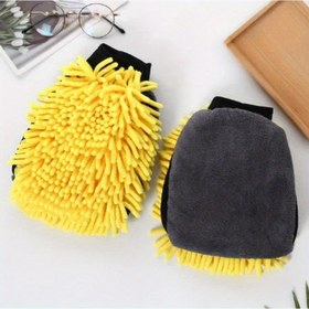 Resim 1 adet/2 adet Chenille Mikrofiber Araba Yıkama Eldiveni, Kalın Araba Temizleme Eldiveni, Çift Taraflı Eldiven, Çizilmeye Karşı Araba Temizleme Aracı, Ev Mutfak Peluş Eldiven Aracı 