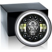 Resim Symbee 7 Inç Kafatası Tasarımlı Rgb Motosiklet Farı, Ip67 Su Geçirmez, Çoklu Işık Modlu 12-80v Off-road Araçlar İçin 