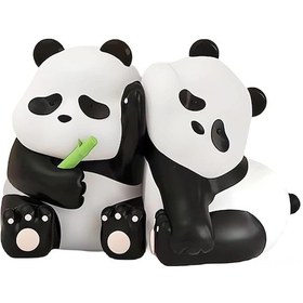 Resim Youtek Panda Figürlü Kitap Tutucu Seti - Dekoratif Ve Pratik 2'li Takım, Kitaplığı Zenginleştirir 