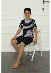 Resim Akbeniz Erkek Çocuk Penye Şortlu Pijama Takım 20394 Lacivert 