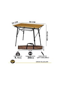 Resim Funky Chaırs Elite Alüminyum Teleskopik Ayaklı Kamp Piknik Masası - Ahşap Desen Ahşap - Siyah 