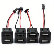 Resim Kablosuz Bağlantı Kablo ile Siyah Çift Katmanlı USB Dişi Taban Tip-C Soket ve Dişi USB Lamba Şarj Soketi Güç Priz 