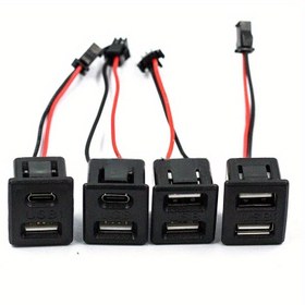 Resim Kablosuz Bağlantı Kablo ile Siyah Çift Katmanlı USB Dişi Taban Tip-C Soket ve Dişi USB Lamba Şarj Soketi Güç Priz 