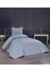 Resim Yıldız Kapitoneli Tek Kişilik Yatak Örtüsü Gri, 