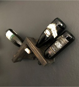 Resim Ahşap Şaraplık, 4 Şişe Bölmeli Dekoratif Ahşap Şaraplık, Siyah 