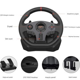 Resim Pxn V900 Oyun Direksiyon Seti - 270/900° Pc Yarış Direksiyonu, Lineer Pedal, Gaz Freni, Sol ve Sağ Yarış Vites Değiştirme Pc, Ps3, Ps4, Xbox One, Xbox Series 
