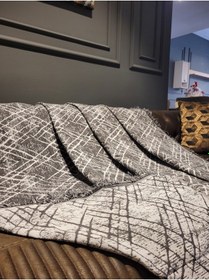 Resim Lüks Pamuklu Koltuk-çekyat Örtüsü 170x220 Gri-beyaz Çift Taraflı ,terletmez ,kaymaz ,toplanmaz Siyah Beyaz 