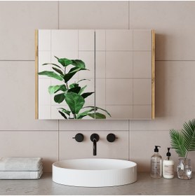 Resim ROOMART Ad7 Kulpsuz Çift Kapaklı Ahşap-mat Beyaz Mdf 80 Cm Aynalı Banyo Üst Dolabı Banos1754 