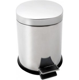 Resim Efor Paslanmaz 430 Krom Metal İç Kovalı Pedallı Ofis Banyo Mutfak Çöp Kutusu Kovası 16 L Krom 