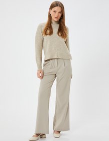 Resim Dik Yaka Triko Kazak Uzun Kollu Yumuşak Dokulu 