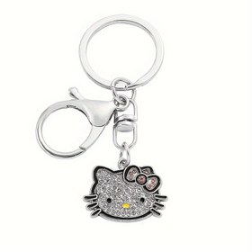 Resim (Authorized) 1pc Kawaii Sanrio Hello Kitty Zirconia Keychain Bag Pendant Girly Mobile Phone Hanging Suitcase Ornament Christmas Gifts 