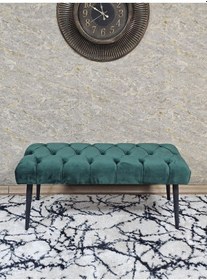 Resim Zafir Siyah Boyalı Sivriltme Ayaklı 90 Cm Puf Bench - Puf - Bench - Kasalı Oturak - Oturak - Yatak Ucu Puf Yeşil 