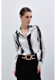 Resim Sateen Desenli Klasik Gömlek - Siyah-136003 Siyah 