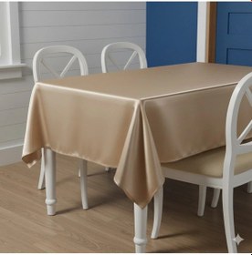 Resim Kristal Simli Kumaş Bej Masa Örtüsü Dikdörtgen 140 200 Cm - 518 Çok Renkli 