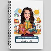 Resim En Başarılı Kadın Okul Öncesi Öğretmeni Karikatürlü Defter 