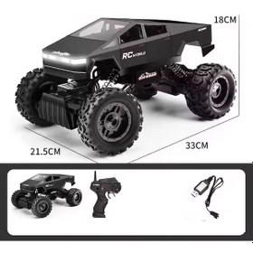 Resim 1:14 4x4 Cybertruck Rc Kumandalı Uzaktan Kumandalı Araba 2.4 Ghz Işıklı Siyah 35 Cm Siyah 