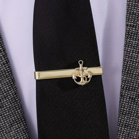 Resim Erkekler için Şık Denizcilik Temalı Kravat Klips Seti - Altın Çapa ve Direk Tasarımı, Boş, Moda Kollu Düğme, Sevgililer Günü ve Mardi Gras için Mükemmel, Kollu Aksesuar|Denizcilik Aksesuarı|Boş Yapı 